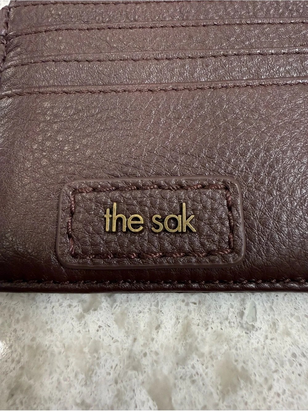 The Sak Iris Card Holder in Brown Pebbled Leather